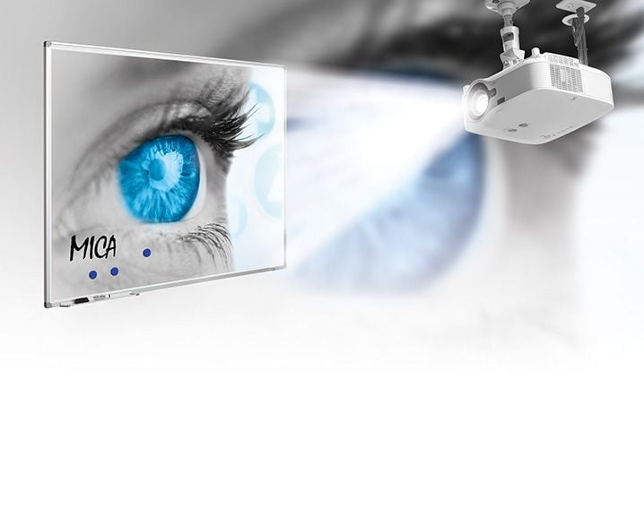 Projectiebord Softline profiel 8mm email wit MICA projectie (16:9) - 120x214 cm